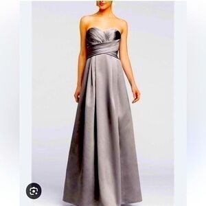 David's Bridal Charcoal Strapless Gown